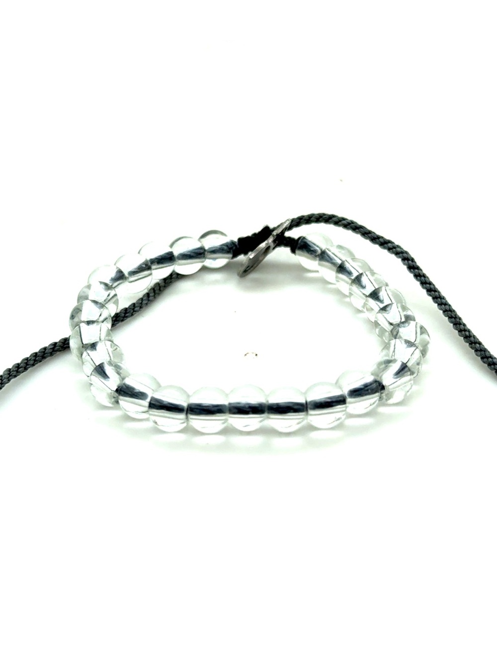 4Ocean Clear Glass Beaded Bracelet with Gray Adjustable Cord